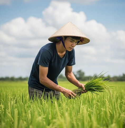 Anh Hoàng, nông dân trồng lúa